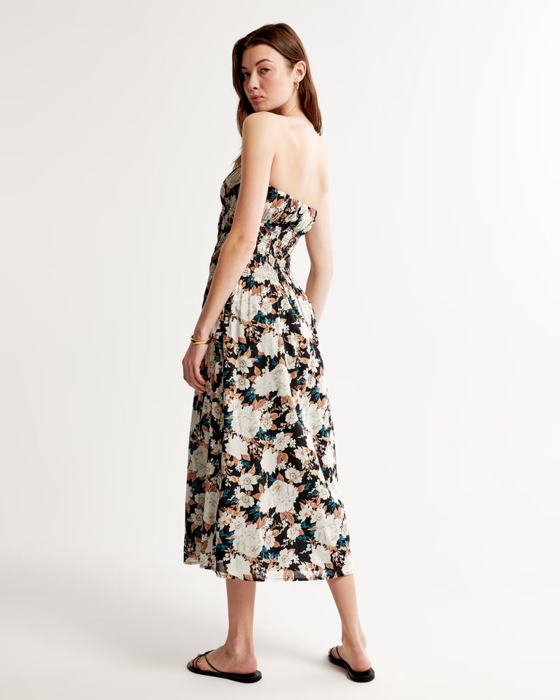 Strapless Drop-Waist Smocked Maxi Dress | Abercrombie & Fitch (US)