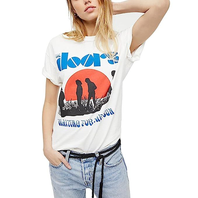 Aesthetic T Shirts Women Summer Fall Vintage Retro Graphic White Grunge Tee Tops Clothing Oversiz... | Amazon (US)