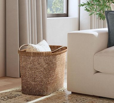 Nya Handwoven Rattan & Bamboo Basket | Pottery Barn (US)