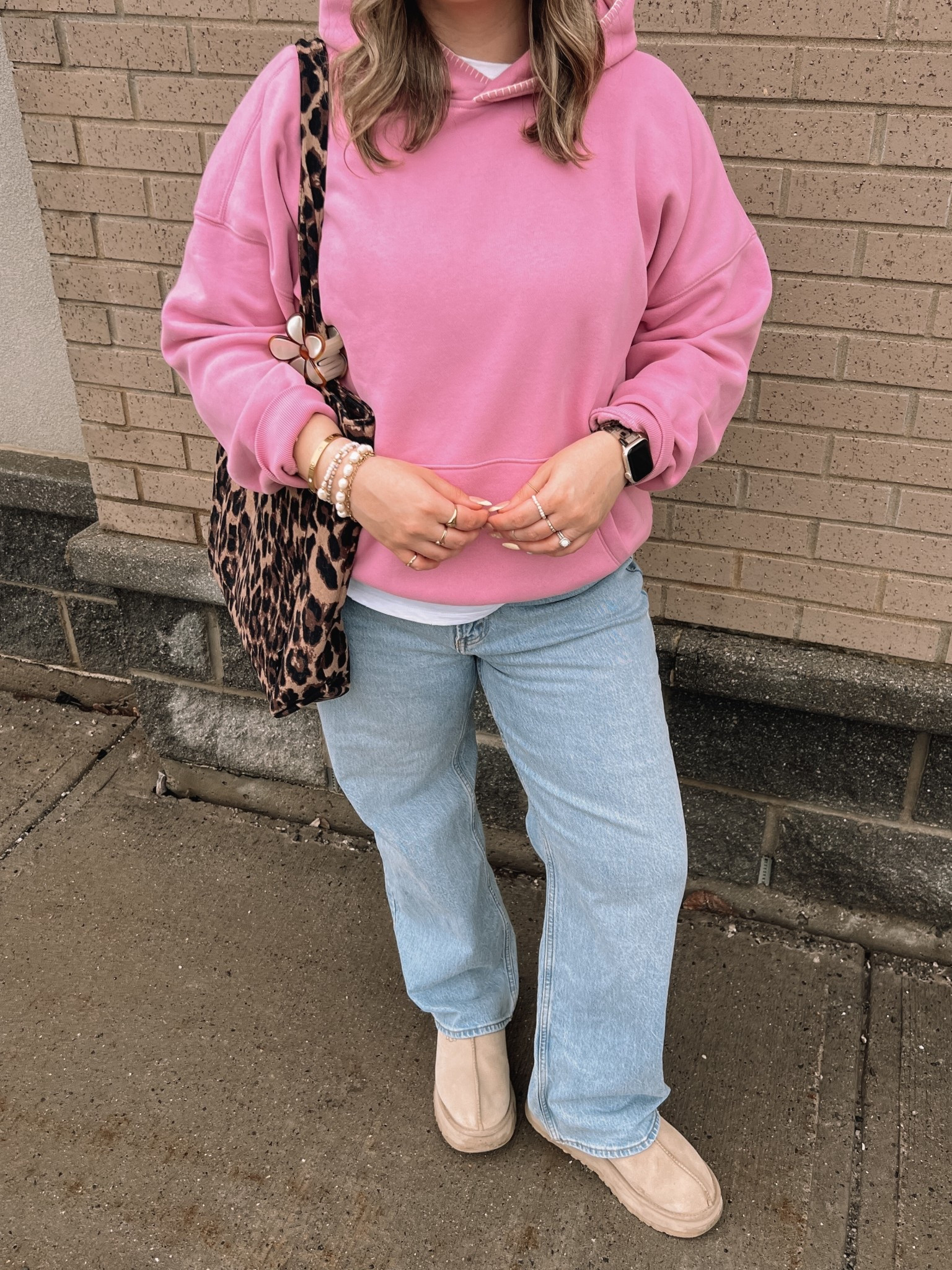 Casual outfit with a pop of color for a dreary day! Jeans and hoodie are BOGO 50% off! Hoodie runs small, wearing XL. Wearing 32 in the jeans. Ugg Tazz platforms fit TTS

#LTKsale #LTKmidsize #LTKjeans