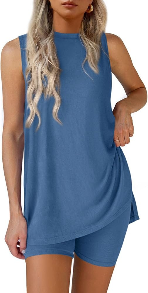 PRETTYGARDEN 2 Piece Sets for Women 2026 Summer Matching Lounge Shorts Set Resort Airport Travel ... | Amazon (US)