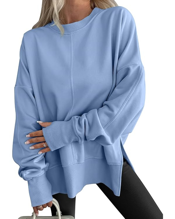 ANRABESS Women Oversized Sweatshirts Thumbhole Long Sleeve Hoodies Shirts 2025 Fall Side Slit Pul... | Amazon (US)