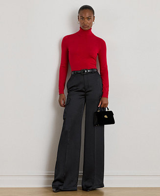 Women's Satin Charmeuse Wide-Leg Cargo Pants | Macy's