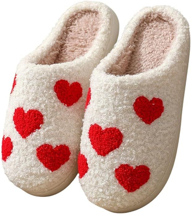 chinatera Love Heart Slippers for Women Men Soft Plush Cute Slippers Valentine's Day Slippers Ind... | Amazon (US)