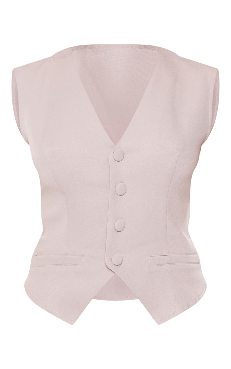 Light Grey Tailored Woven Fitted Waistcoat | PrettyLittleThing UK
