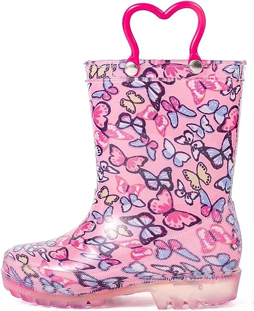 Amazon.com | HugRain Girls Toddler Kids Rain Boots Rubber Waterproof Baby Insulate Shoes Lightwei... | Amazon (US)