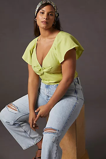 Twist-Front Flutter-Sleeve Blouse | Anthropologie (US)