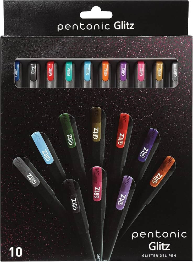 Pentonic Glitter Gel Pens, 10 Count, 10 Assorted Colors, 1.0 mm Medium Point, Smooth Writing For ... | Amazon (US)