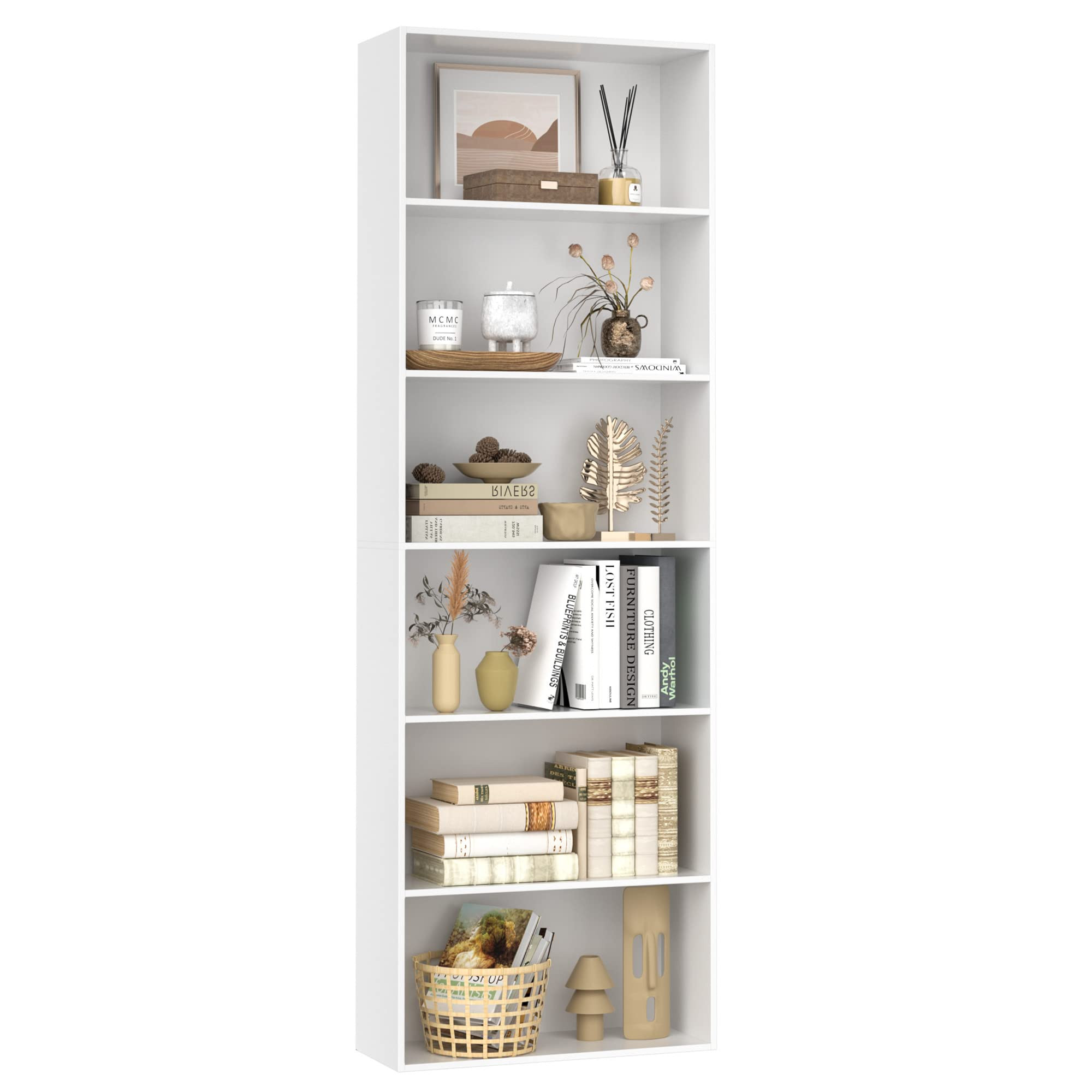 FOTOSOK 6-Tier Open Bookcase and Bookshelf, Freestanding Display Storage Shelves Tall Bookcase fo... | Amazon (US)