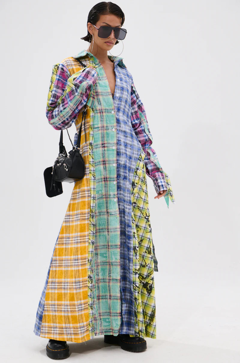 STAR OF THE SHOW PLAID MAXI DRESS | AKIRA