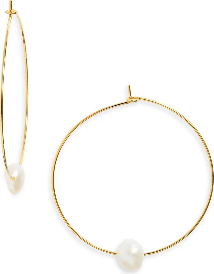 Nordstrom Demi Fine Freshwater Pearl Hoop Earrings | Nordstrom | Nordstrom