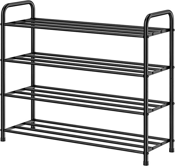 FANHAO 4-Tier Shoe Rack, 100% Stainless Steel Shoe Shelf Storage Organizer 12 Pairs for Bedroom, ... | Amazon (US)