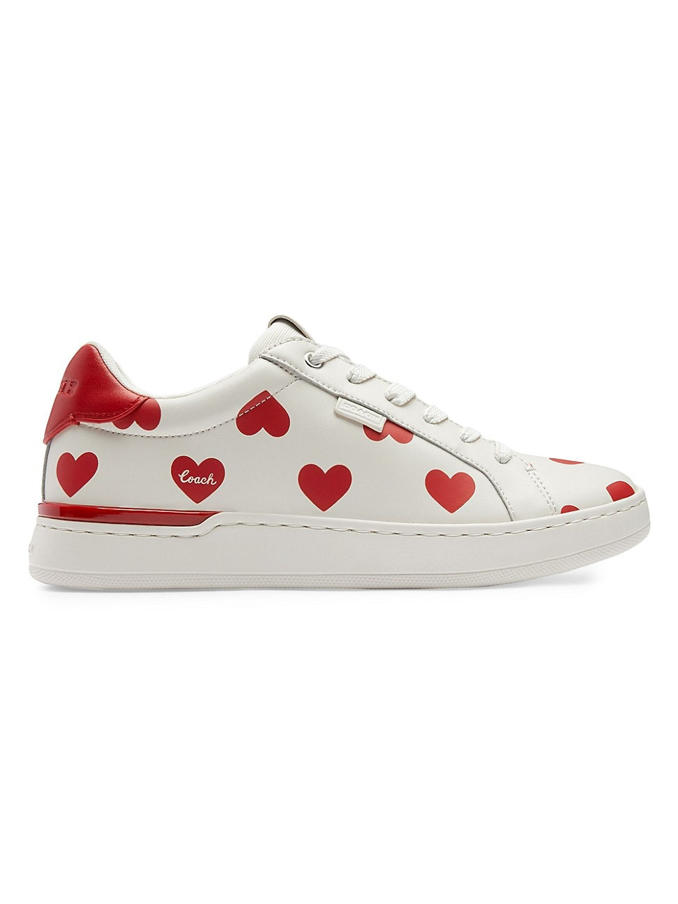 Women's Lowline Heart-Print Leather Sneakers - Red White - Size 8 | Saks Fifth Avenue