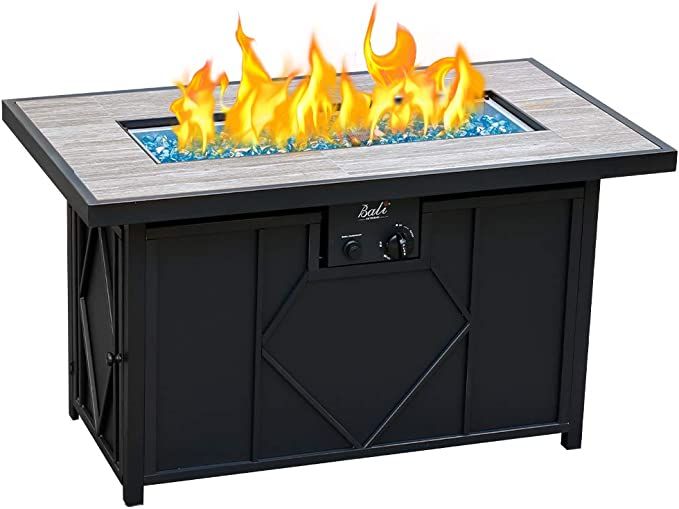 BALI OUTDOORS Propane Fire Pit 60,000 BTU Gas Fire Pit Table with Ceramic Tile Tabletop, Rectangl... | Amazon (US)