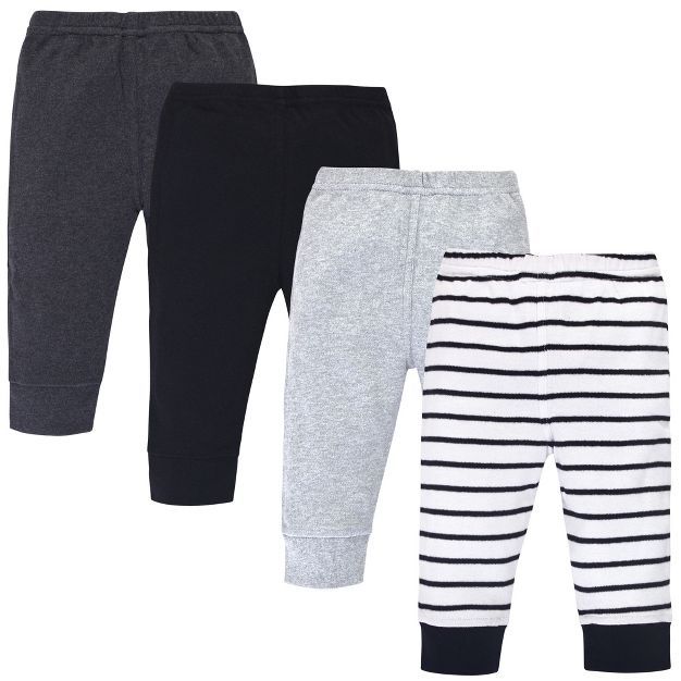 Touched by Nature Baby and Toddler Organic Cotton Pants 4pk, Gray Black Stripe | Target
