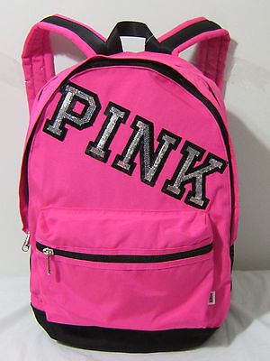 BLING Victoria Secret Pink NEON SILVER SEQUIN CARRY ON BOOK BAG BACKPACK TRAVEL  | eBay | eBay US