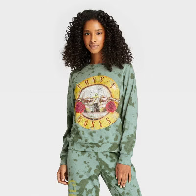 Women's Guns N' Roses Logo Graphic Sweatshirt - Green | Target