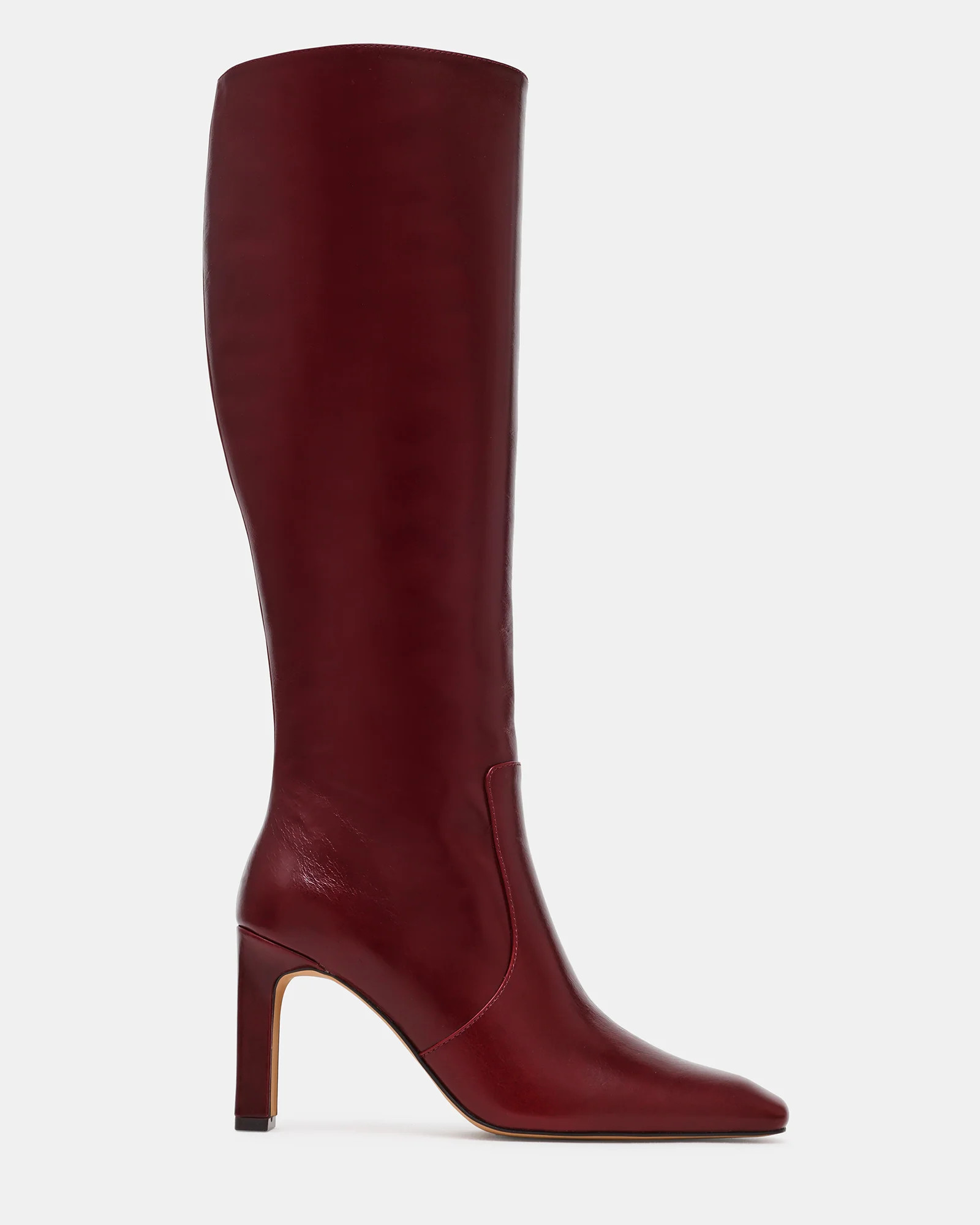 Steve Madden Women's Lovelies Dark Cherry Leather Block Heel Boots - Wine - Size 6.5 | Steve Madden (US)