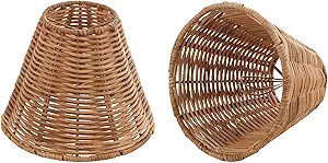 Aspen Creative 51003-2, Empire Clip-On Chandelier Lamp Shade, Natural Rattan, 3" Top X 6" Bottom ... | Amazon (US)