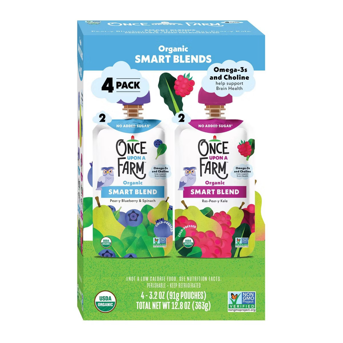 Once Upon a Farm Organic Smart Blend Kids' Snack Variety Pack - 12.8oz/4ct Pouches | Target