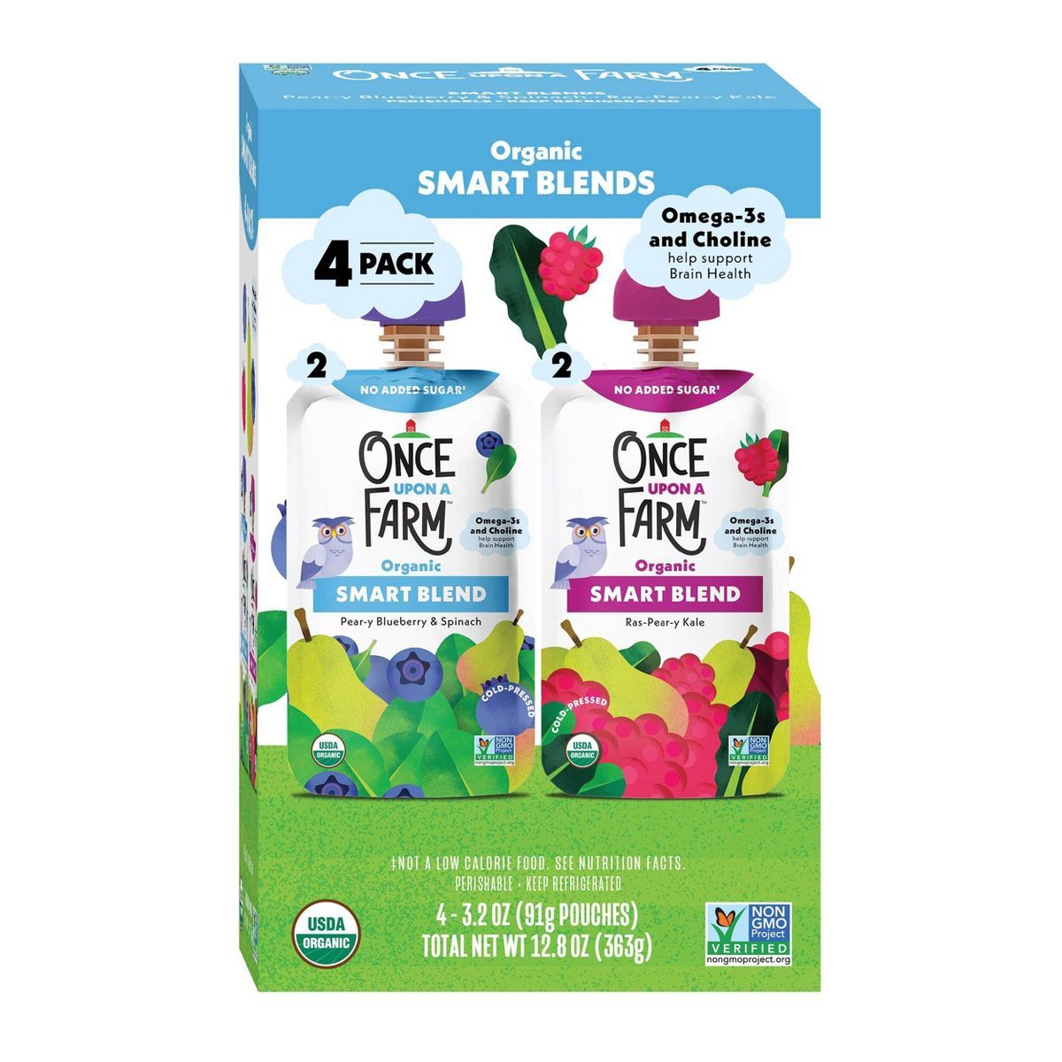 Once Upon a Farm Organic Smart Blend Kids' Snack Variety Pack - 12.8oz/4ct Pouches | Target