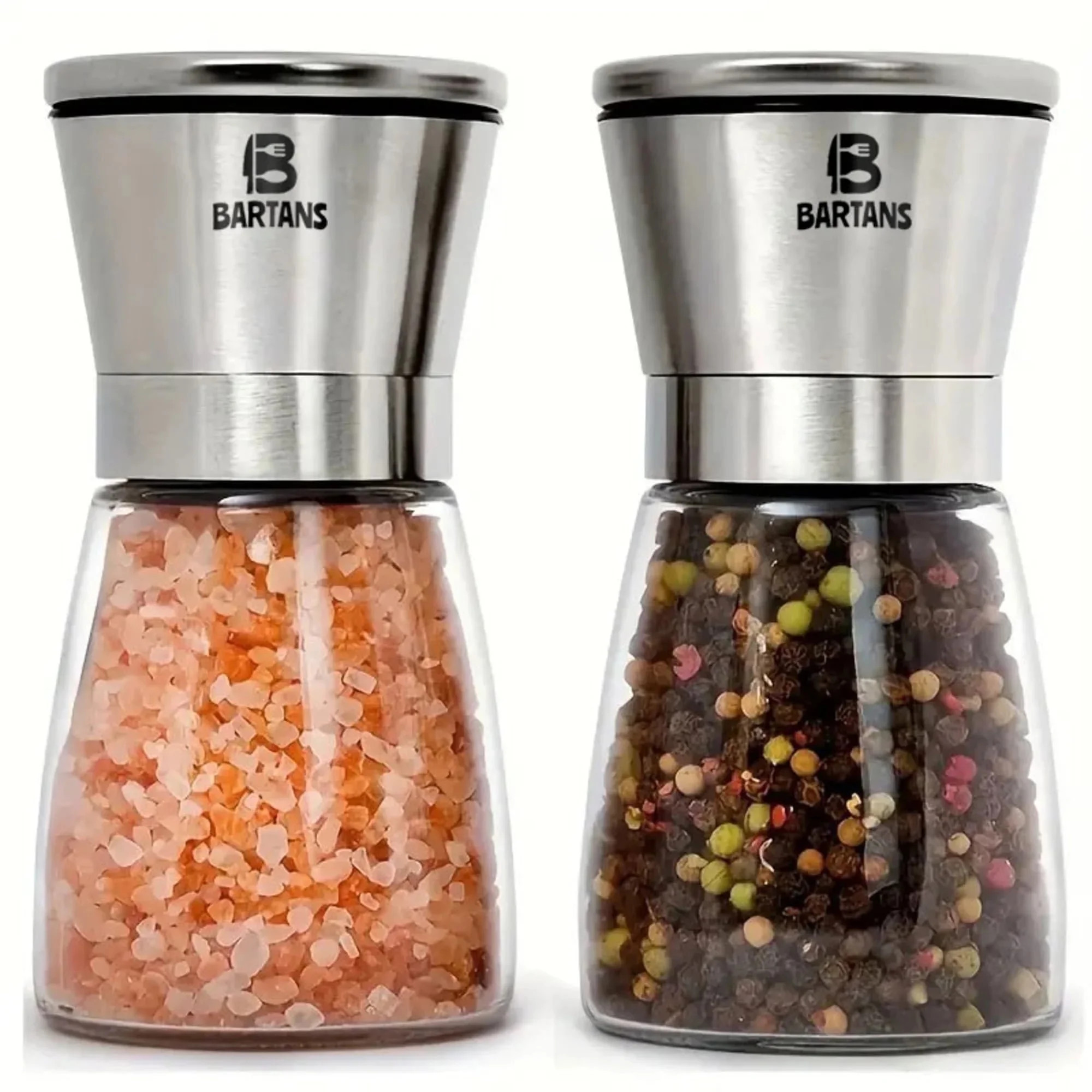 Bartans Manual Salt and Pepper Mill Grinder Set, Stainless Steel Blades Shakers for Kitchens 2 Pa... | Walmart (US)