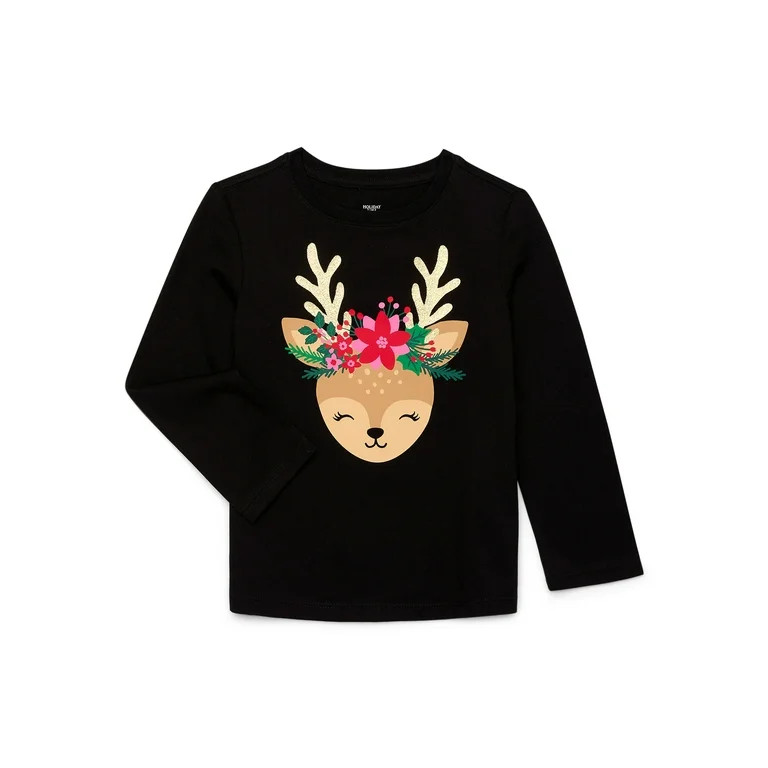Holiday Time Christmas Toddler Graphic Tee with Long Sleeves, Sizes 12M-5T | Walmart (US)