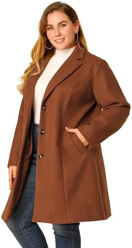 Agnes Orinda Women's Plus Size Coat Single Breasted Notched Lapel Elegant Long Winter Coats 2025 | Amazon (US)