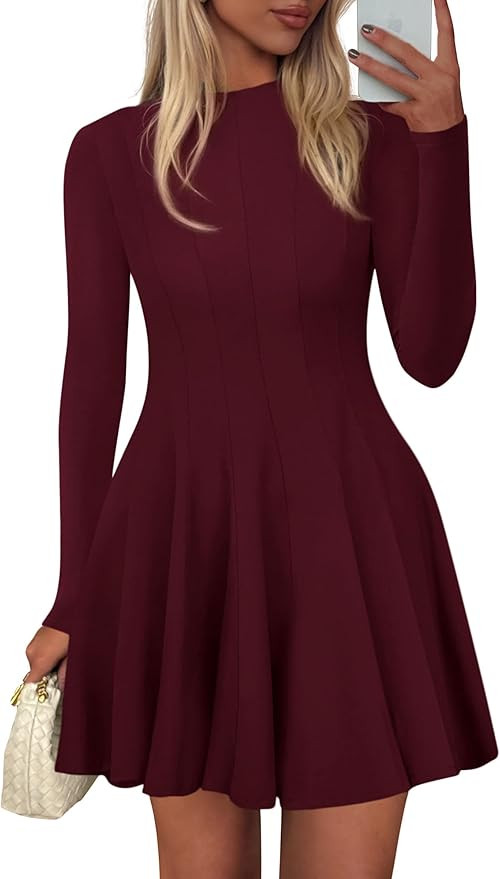 PRETTYGARDEN Fall Dresses for Women Elegant Classy 2025 Casual Long Sleeve Swing A Line Ruffle Sh... | Amazon (US)