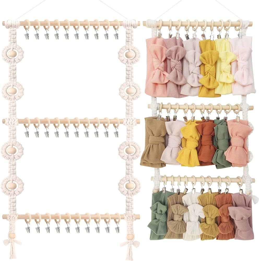 POVETIRE Baby Headband Holder, Hair Bows and Accessories Storage Organizer, Wall Hanging Decor fo... | Amazon (US)