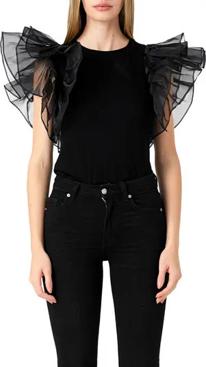 Organza Ruffle Sleeve Top | Nordstrom