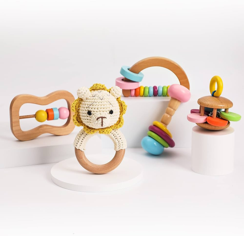 Wooden Montessori Baby Sensory Rattle Educational Toys Preschool Baby Grasping Toy-Nursery First ... | Amazon (US)
