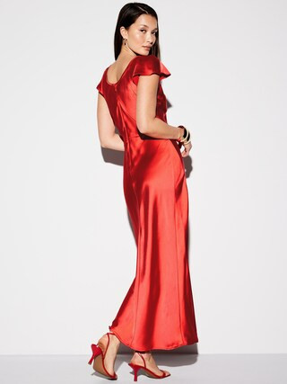 The Occasion by Old Navy Flutter-Sleeve Keyhole Satin Maxi Dress | Old Navy (US)