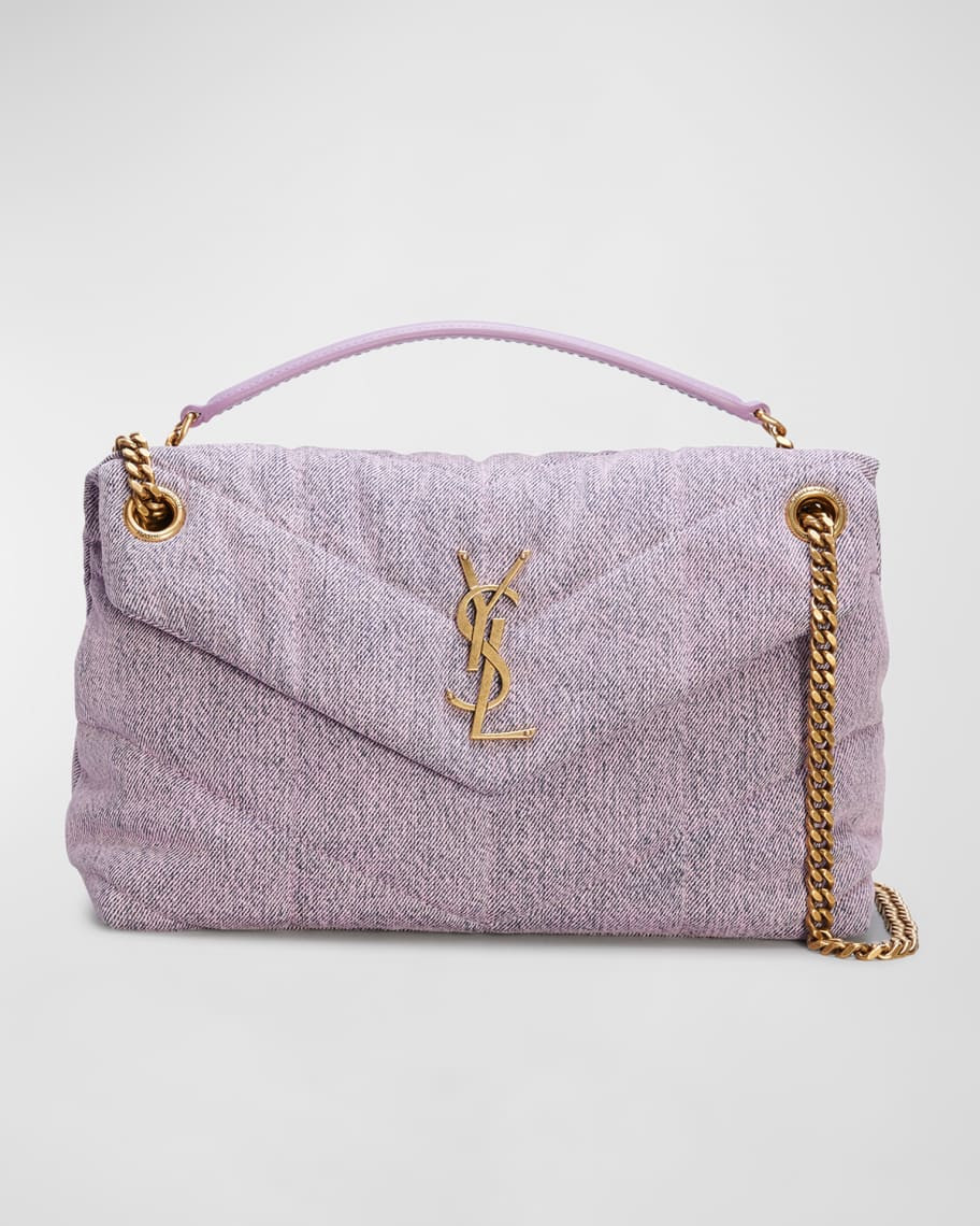Saint Laurent Puffer Small Quilt Denim Shoulder Bag | Neiman Marcus