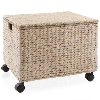 Casafield Rolling Filing Cabinet, Whitewash - Water Hyacinth Hanging File Folder Organizer on Wheels, Home Office Storage | Target