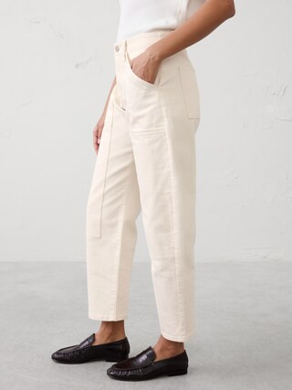 Mid-Rise Barrel-Leg Patchwork Jean | Banana Republic Factory