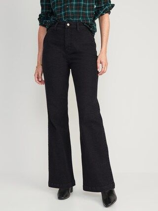 Extra High-Waisted Black-Wash 360° Stretch Trouser Flare Jeans for Women | Old Navy (US)