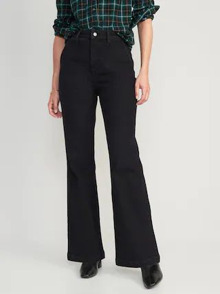 Extra High-Waisted Black-Wash 360&#xB0; Stretch Trouser Flare Jeans for Women | Old Navy (US)
