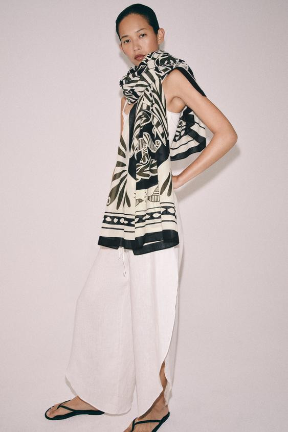 PRINTED COTTON SCARF | Zara UK