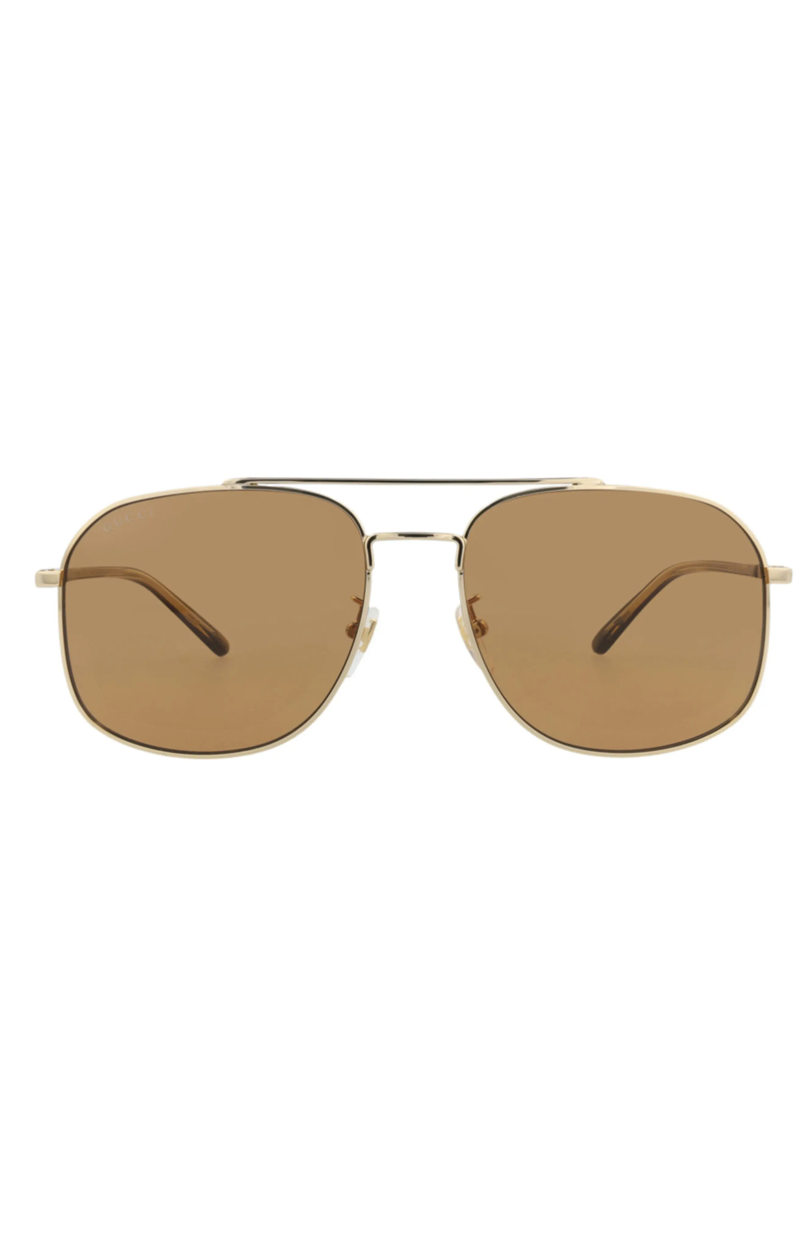 Gucci 59mm Aviator Sunglasses in Gold Havana Brown at Nordstrom Rack | Nordstrom Rack
