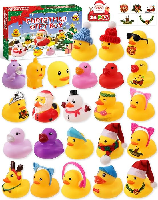 Christmas Advent Calendar 2025 with 24pcs Rubber Duck Bath Toys for Kids and Toddlers, 24 Days of... | Amazon (US)
