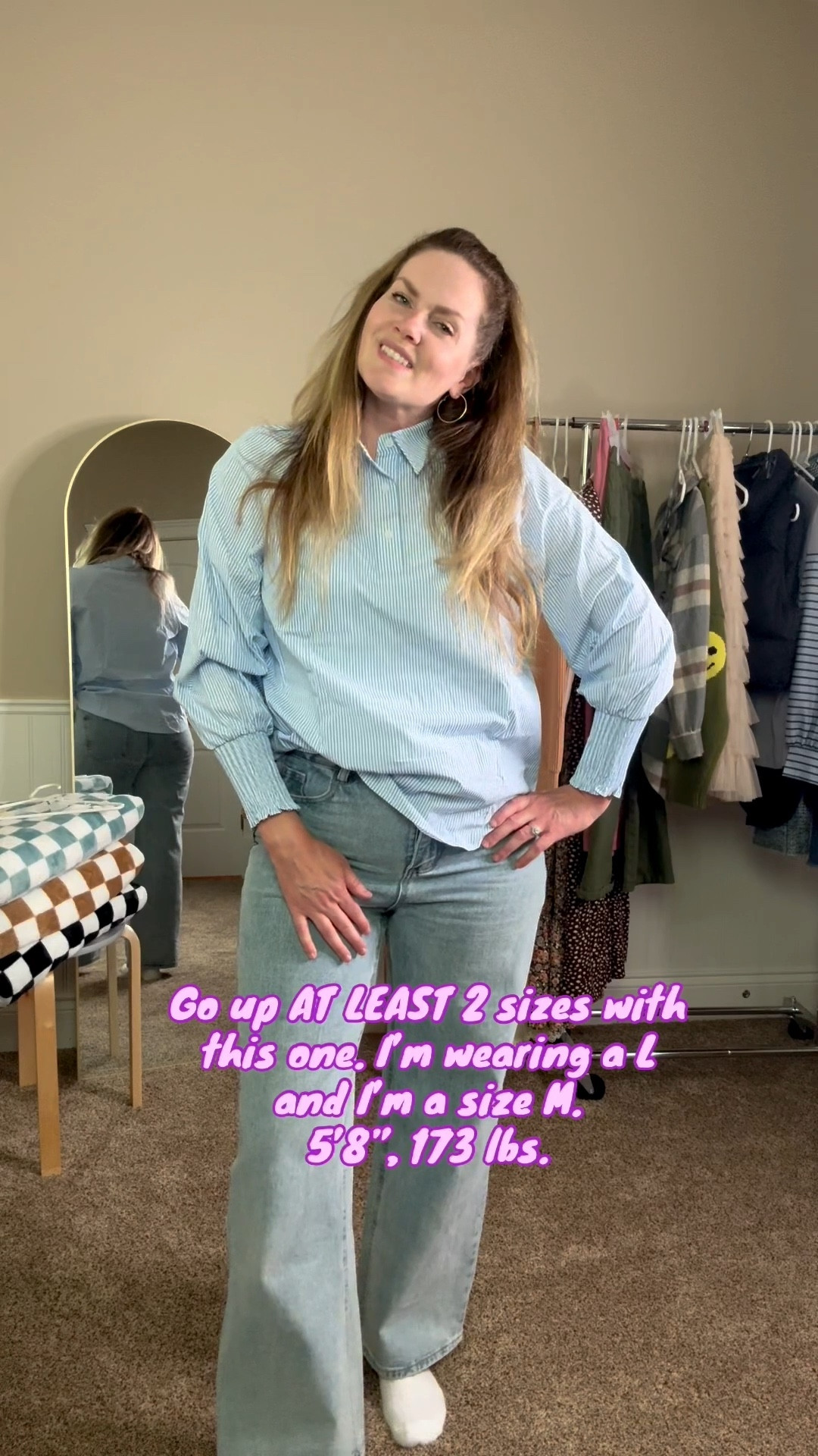 Back to School Haul!  Striped Smocked Cuffed Henley Shirt 🤍

#LTKStyleTip #LTKFindsUnder50 #LTKU