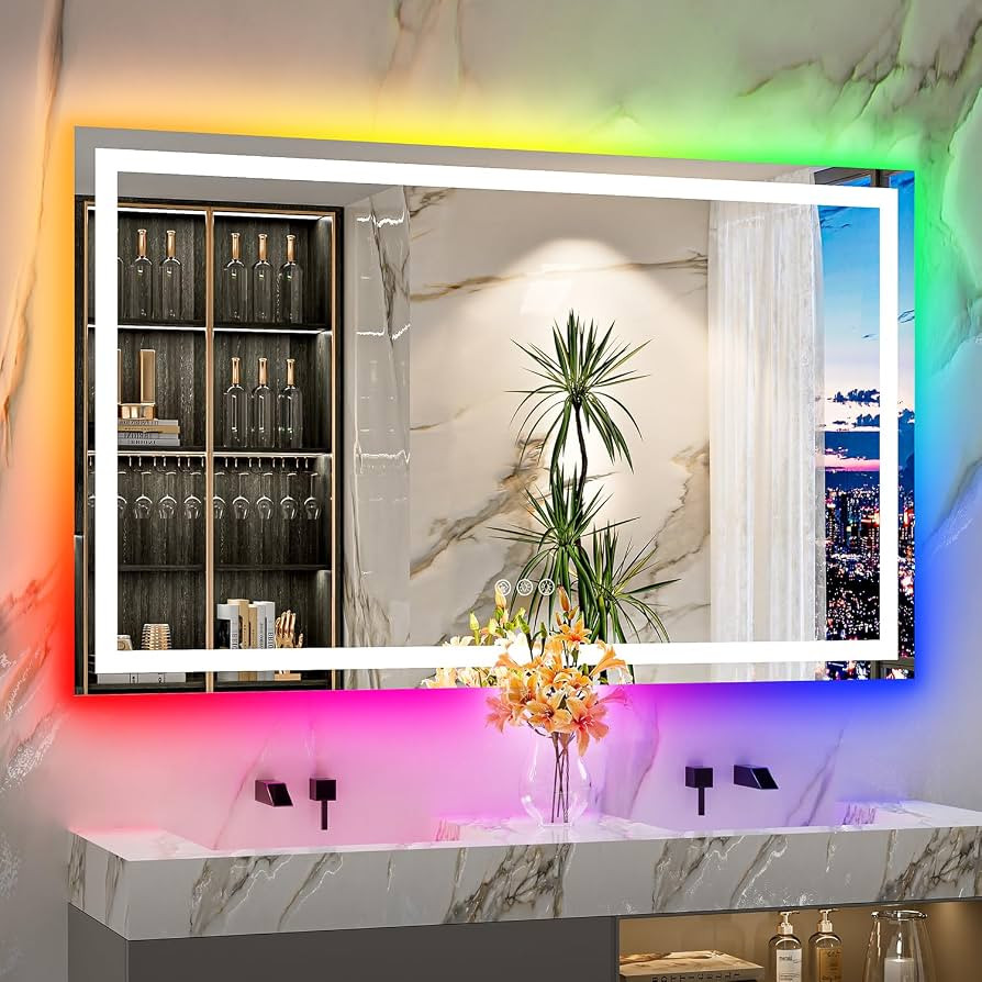 YEELAIT 60x36 Inch RGB LED Bathroom Mirror Front Light and RGB Backlit Lighted Vanity Mirror for ... | Amazon (US)