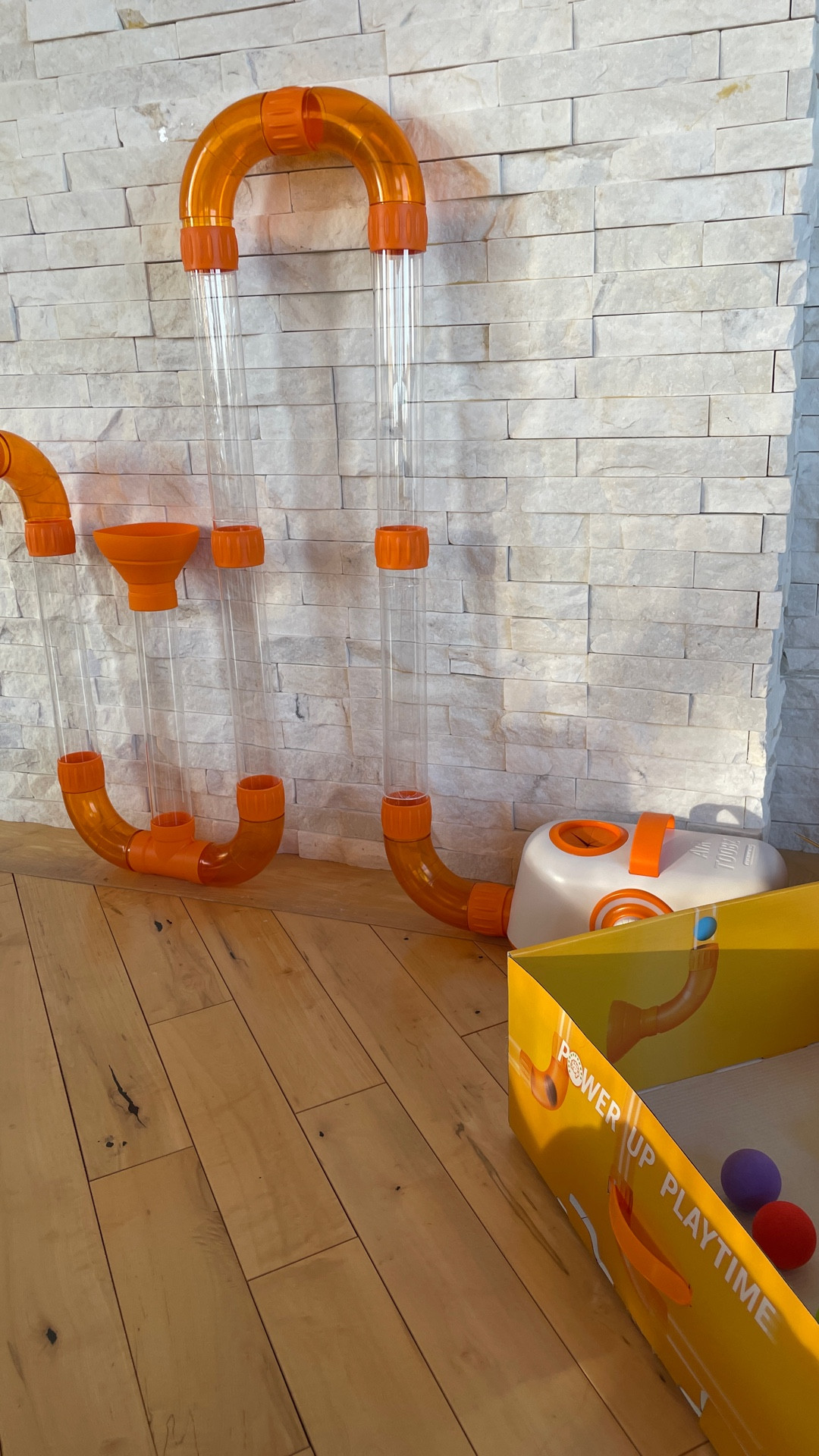 Instant hit!

This toy is both fun and educational. They’ll experiment with how the tubes connect, change the airflow, and figure out how different setups affect the speed and direction of the balls. It's like hands-on STEM learning disguised as a blast of fun.
It's also well-made and sturdy, which is a big plus when you're dealing with enthusiastic little hands. If you're looking for a toy that's engaging, a little quirky, and gets kids thinking and moving, this is it. 