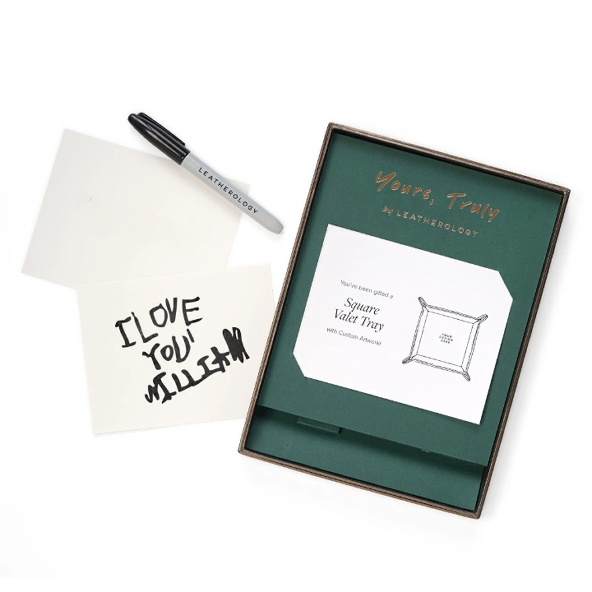 Yours, Truly Square Valet Tray Gift Set | Leatherology
