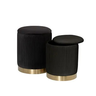 Best Quality Furniture Velvet Vertical Storage Ottoman Set of 2 - Dark Grey | Bed Bath & Beyond