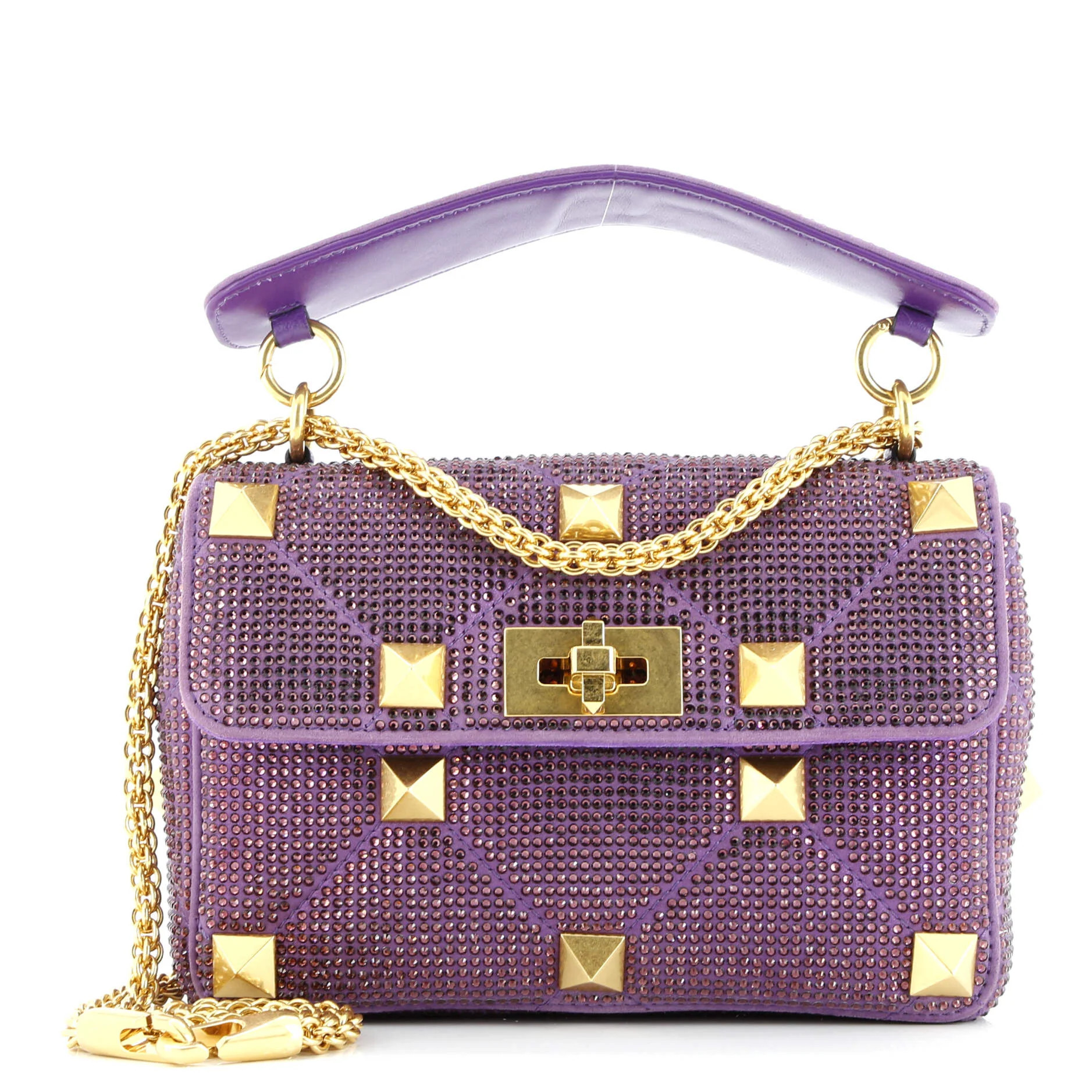 Pre-Loved Valentino Roman Stud Flap Bag Embellished Suede Medium | Zulily