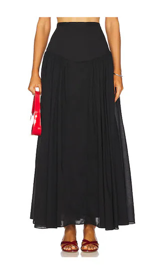 Amorette Cotton Maxi Skirt in Black | Revolve Clothing (Global)