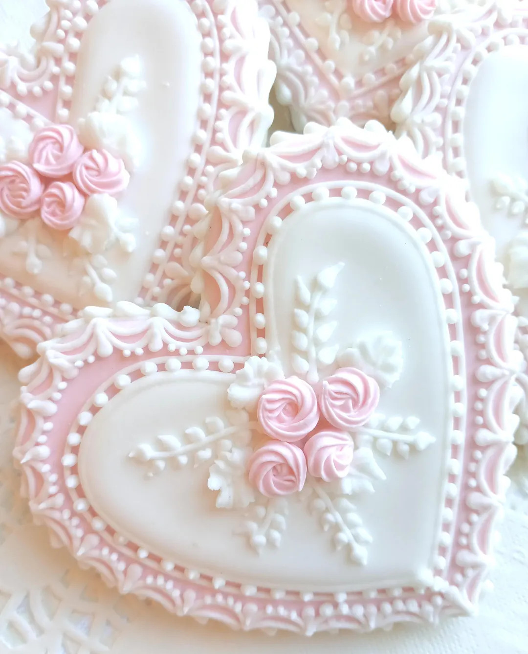 6 Lace Heart Sugar Cookies: Pink Rose Royal Icing, Set of 6 - Etsy | Etsy (US)