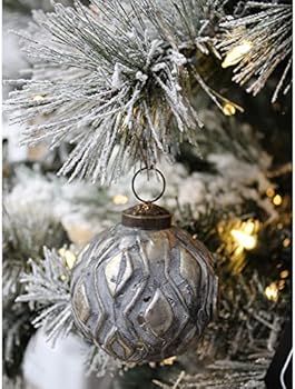 AuldHome Farmhouse Ball Ornaments (Set of 6, Gold); Distressed Metal Glass Ball Vintage Style Chr... | Amazon (US)